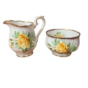 Royal Albert Bone China Tea Rose Creamer Jug and Sugar Bowl Set